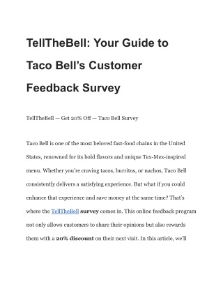 TellTheBell – Take Taco Bell Survey - Win $1000 Gift Cards