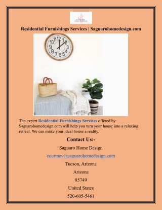 Residential Furnishings Services Saguarohomedesign.com