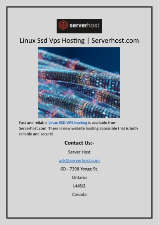 Linux Ssd Vps Hosting Serverhost.com