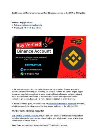 Best trusted platforms for buying verified Binance accounts in the USA_ a 2025 guide
