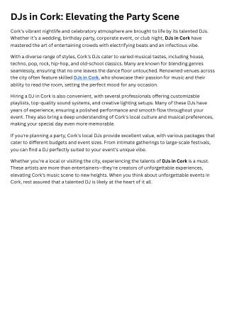 DJs in Cork Elevating the Party Scene