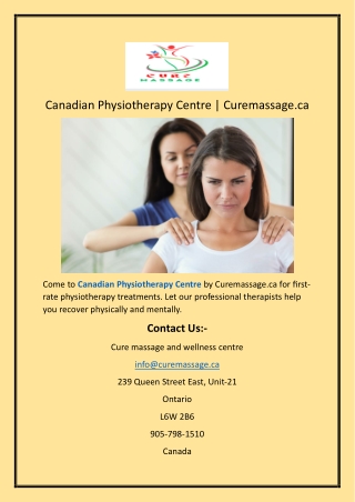Canadian Physiotherapy Centre  Curemassage.ca