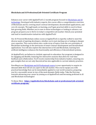 Blockchain and AI Professional Job Oriented Certificate Program