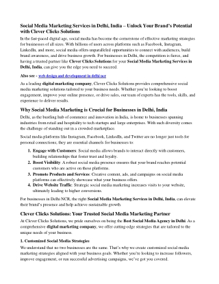 Social Media Marketing Services in Delhi, India | Clever Clicks Solutions