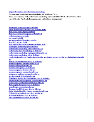 Performance Marketing Services in Delhi NCR | Clever Clicks