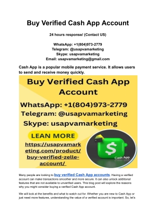 100% Top 3 Sites Buy Verified Cash App Account USA