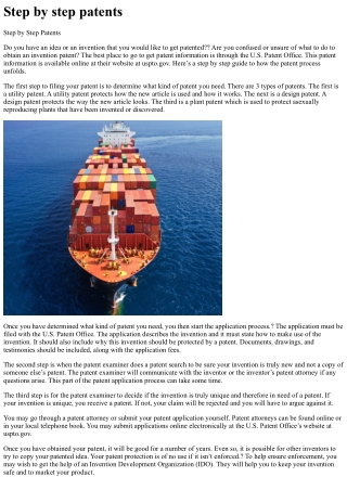 Step by step patents