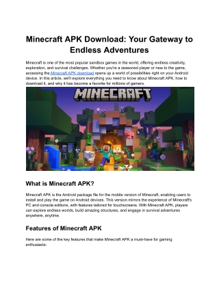 Minecraft APK Download_ Your Gateway to Endless Adventures