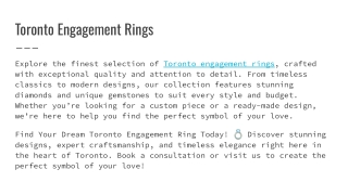 Toronto Engagement Rings