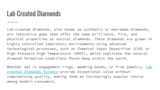 Lab Created Diamonds