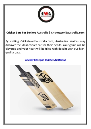 Cricket Bats For Seniors Australia Cricketworldaustralia.com