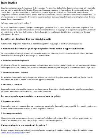 Comment un marchand de palette peut optimiser votre chaîne d’approvisionnement