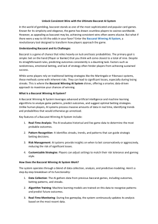 Unlock Consistent Wins with the Ultimate Baccarat AI System