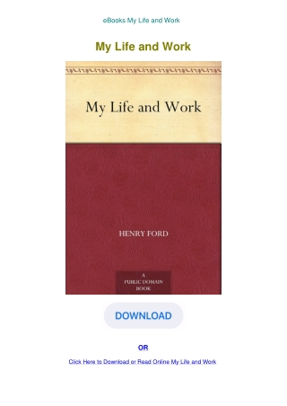 eBooks My Life and Work