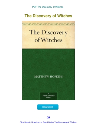 PDF The Discovery of Witches