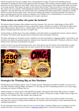 Lucky Online Slot Game: Discover the Ultimate Jackpot Experience