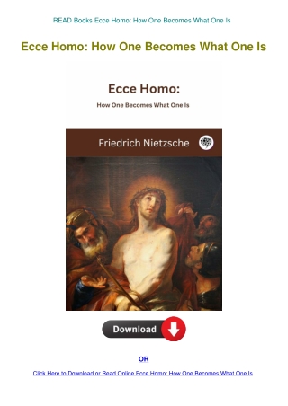 READ Books Ecce Homo How One Becomes What One Is