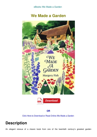 eBooks We Made a Garden