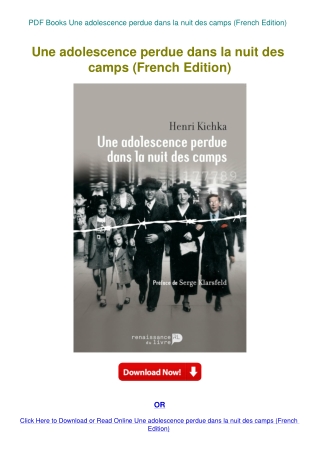 PDF Books Une adolescence perdue dans la nuit des camps (French Edition)
