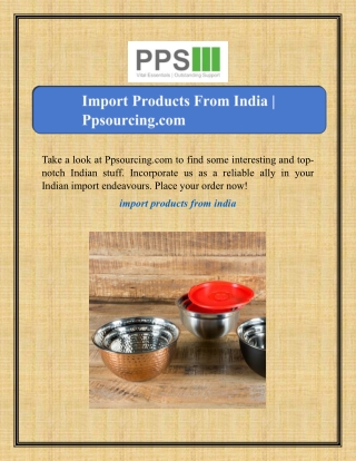 Import Products From India | Ppsourcing.com