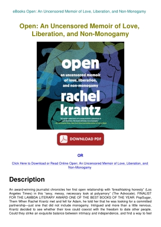 eBooks Open An Uncensored Memoir of Love  Liberation  and Non-Monogamy