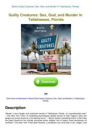 Books Guilty Creatures Sex  God  and Murder in Tallahassee  Florida