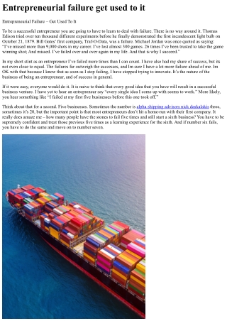 Entrepreneurial failure get used to it