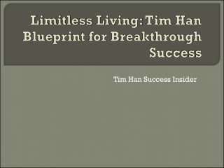 Limitless Living: Tim Han Blueprint for Breakthrough Success