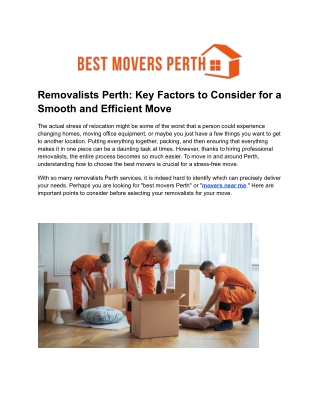 Removalists Perth_ Key Factors to Consider for a Smooth and Efficient Move