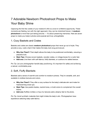 7 Adorable Newborn Photoshoot Props to Make Your Baby Shine