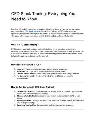 CFD Stock Trading_ Everything You Need to Know