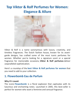 Top Viktor & Rolf Perfumes for Women-Elegance & Allure