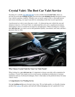 Crystal Valet The Best Car Valet Service