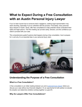 What to Expect During a Free Consultation with an Austin Personal Injury Lawyer