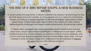 The Rise of E-Bike Repair Shops: A New Business Model