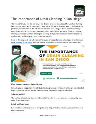 The Importance of Drain Cleaning in San Diego
