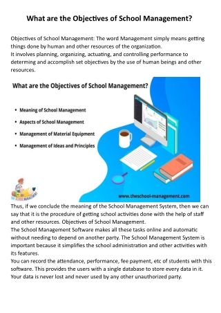 What are the Objectives of School Management