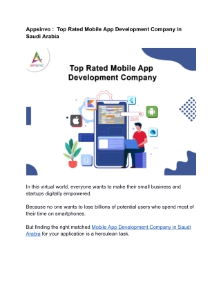 Appsinvo -Top Rated Mobile App Development Company in Saudi Arabia