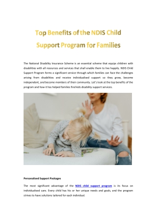 Top Benefits of the NDIS Child Support Program for Families