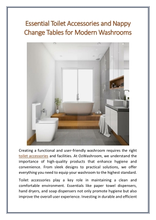 Essential Toilet Accessories and Nappy Change Tables for Modern Washrooms