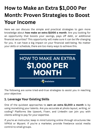 How to Make an Extra $1,000 a Month: Simple and Practical Strategies