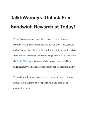 TalktoWendys - www.talktowendys.com - Free Sandwich