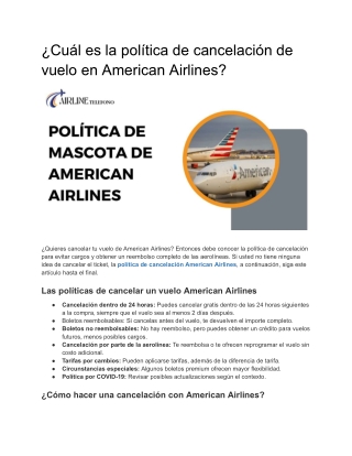 ¿Cuál es la política de cancelación de vuelo en American Airlines