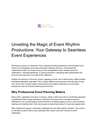 Unveiling the Magic of Event Rhythm Productions_ Your Gateway to Seamless Event Experiences
