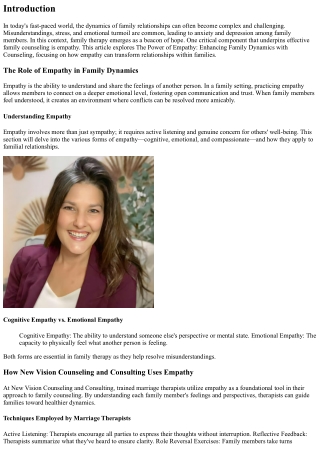 The Power of Empathy: Enhancing Family Dynamics with Counseling