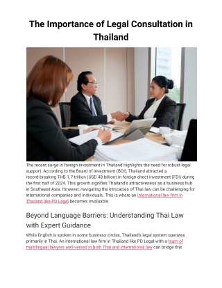 The Importance of Legal Consultation in Thailand