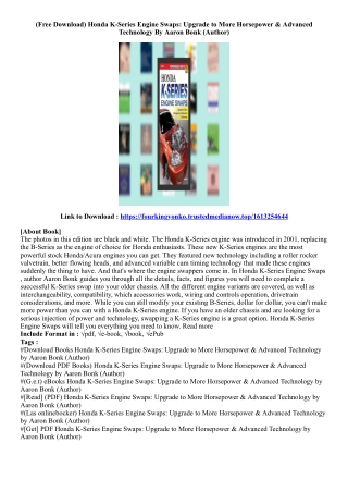 (Best Ebook) Honda K-Series Engine Swaps: Upgrade to More Horsepower & Advanced