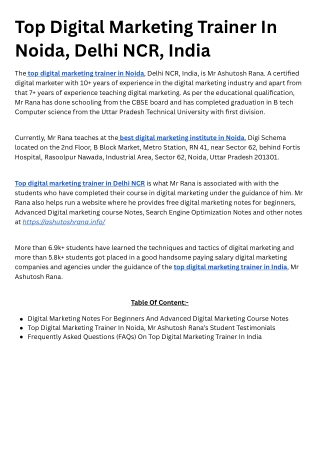 Top Digital Marketing Trainer In Noida, Delhi NCR, India