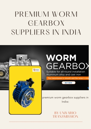 premium worm gearbox suppliers in India: