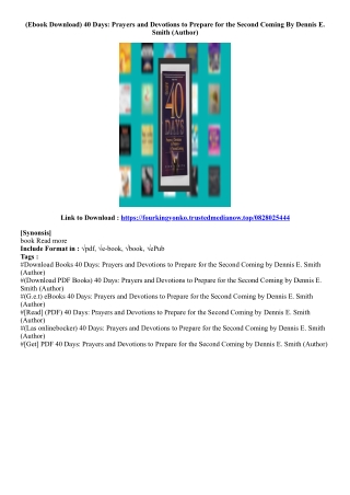 (Free Book) 40 Days: Prayers and Devotions to Prepare for the Second Coming By D